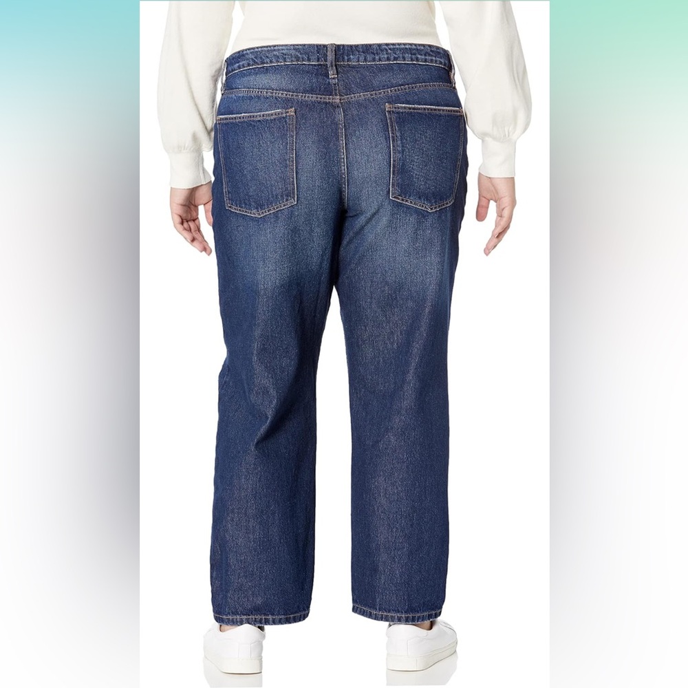 NWT The Drop Women's Luca High Rise Distressed Loose Straight fit, Dark Indigot - Picture 5 of 6